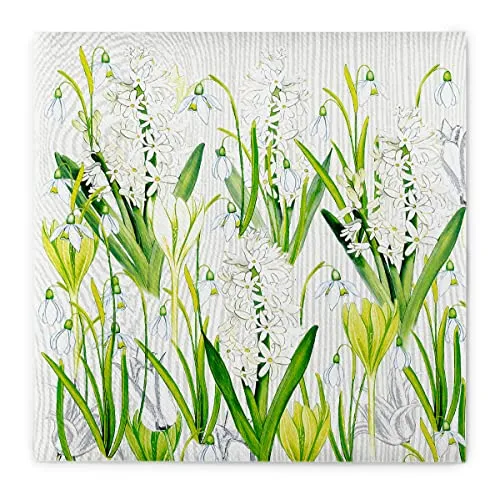 Produktbild Mank GmbH Airlaid Servietten 40x40 cm Premium Einweg Serviette stoffähnlich und saugstark 50 Stück Blumen Kommunion Konfirmation Gräser Frühling Sommer Amelie