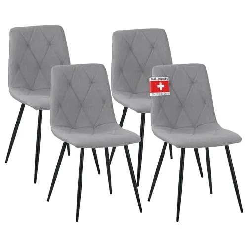 Albatros Esszimmerstuhl Dora, 4er Set Grau - Stilvolles Vintage Design - Esszimmerstühle im modernen Retro-Look, belastbar bis 110 kg, mit robuster und pflegeleichter Polsterung für höchsten Sitzkomfort.