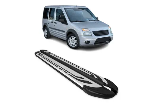 OMAC Kfz-Schmutzfänger Seitenbretter für Ford Connect 2003-2014 L1 Alu Schwarz, 2-tlg. - Rutschfest & Robust - Fahrzeugspezifische Aluminium Trittbretter für Ford Connect L1, idealer Schutz und leichter Zugang. Rutschfestes Design sorgt für Sicherheit und Komfort beim Ein- und Aussteigen.