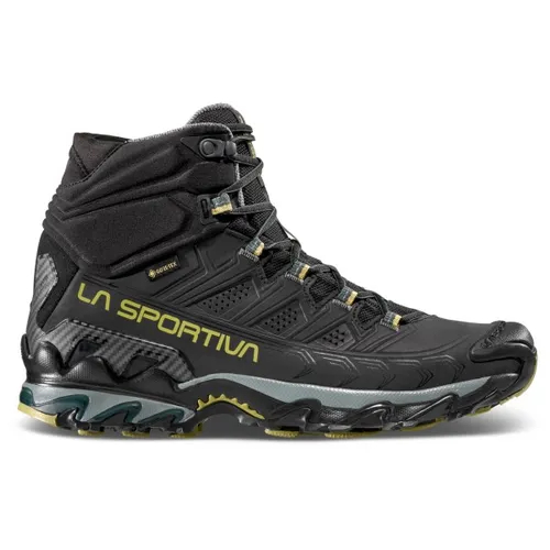 La Sportiva Ultra Raptor II Mid Leather Wide GTX, Wanderschuhe für Männer, 44.5 - Wasserdichte Wanderschuhe aus Nubuk-Leder mit GORE-TEX-Membrane für optimalen Komfort und Atmungsaktivität. Ideal für Fast Hiking und breitere Füße dank WIDE FIT.