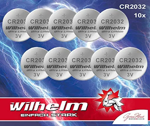 Knopfzelle CR2032 Wilhelm Batterie Lithium 3V CR 2032 Industrieware 10 x