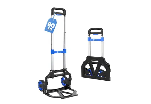 Sekey Sackkarre Alu Handwagen Transportkarre Klappbar Handkarre bis 80kg Tragfähigkeit, 3-Stufig Höhenverstellbar Klappkarre & In Sekunden Faltbar Klappwagen