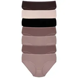 Dominant Bikinislip Damenunterwäsche (Packung, 7-St) aus elastischer Baumwolle bequem atmungsaktiv beige|schwarz XL