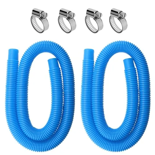 2-Stück Poolschlauch 32 mm Durchmesser, für Aufstellbecken | Zubehör Ersatzschlauch für Poolpumpe 150 x 3,2 cm Ersatzschlauch für Filter (Blau)