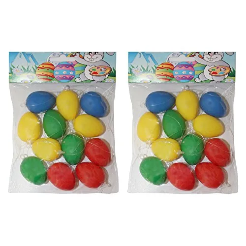OLShop AG 2er Pack Ostereier Plastik bunt Sortiert ca. 4 cm (2 x 12 Stück) Dekoeier, Kunststoffeier, Dekoeier, Plastikeier, Plasteeier