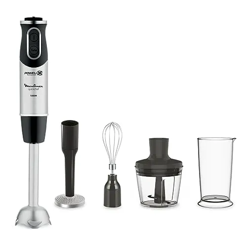 Moulinex QuickChef Stabmixer - Stabmixer mit 1000 W Leistung für müheloses Mixen von Suppen und Pürees. Ergonomischer Griff und Spritzschutz sorgen für Sicherheit und Kontrolle.