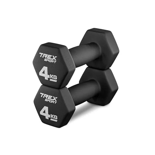 TREX SPORT Neopren Hanteln Set 2x4kg TX-040VD | Ergonomische Kurzhanteln für effektives Fitnesstraining