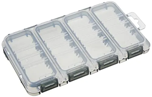 Meiho Quatro Case J Black: 4-teilige Metall-Lagerbox mit Flip-Top-Verschluss, 175 x 105 x 18 mm, inkl. 8 variablen Trennwänden