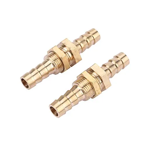 Akozon Messing Rohrfitting 2 Stücke Schlauch Barb Messing Schottrohrfitting Koppler Stecker Adapter(10mm)