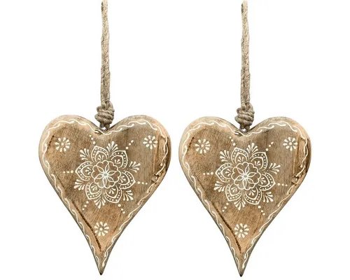 matches21 HOME & HOBBY Dekohänger Dekohänger Set Herzblüte Holz 15 cm (2 St), Zum hängen