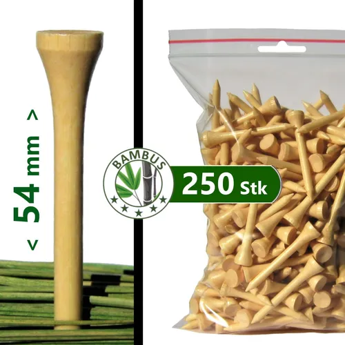 GOLF-TEES | 250 x | Bambus (bamboo) - 54 mm - natur | premium Holz / prime wood