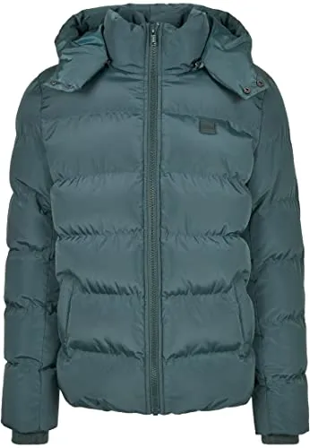 Urban Classics Herren Jacke Bottlegreen S - Funktionsjacke mit Fake-Daunenfüllung, winddichtem hochschließendem Reißverschluss und abnehmbarer Kapuze, ideal für kaltes Wetter und vielseitig kombinierbar in 7 Farben.