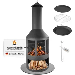 Lemodo Gartenkamin mit Grillrost und Pfanne, 136 cm hoch - Feuerstellen für unvergessliche Abende im Freien – dieser Gartenkamin vereint Grillen und Gemütlichkeit mit Funkenschutztür und robustem Design für jeden Außenbereich.