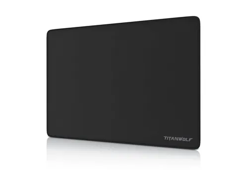 Titanwolf Gaming Mauspad Speed Mousepad 350 x 250 x 3 mm, Tischunterlage, strapazierfähig, rutschfest, abwaschbar, Geschwindigkeit & Präzision, schwarz
