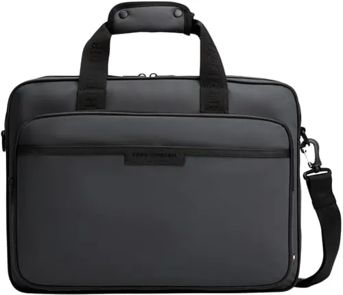 Tommy Hilfiger Herren Laptoptasche Repreve mit Trolley-Riemen, Grau (Dark Grey), Einheitsgröße