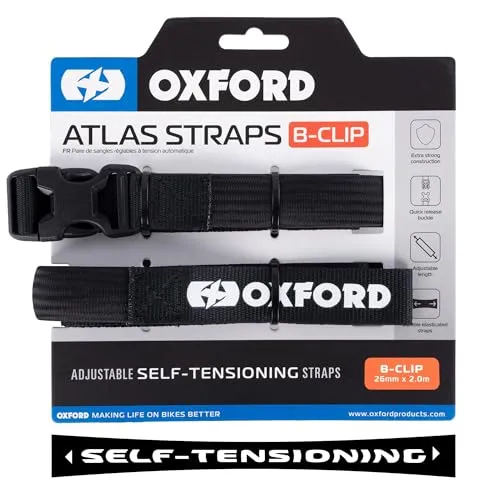 Atlas B-Clip Motorradgepäckgurt, 26 mm x 2,0 m, Schwarz