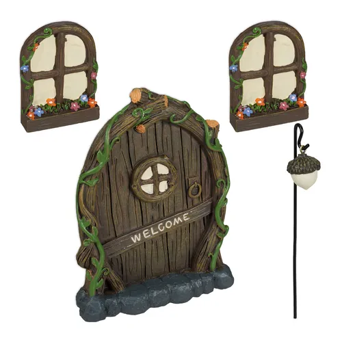 Feentür Wichteltür Set Miniatur Feenhaus Elfen Tür bunt wetterfest Feentür Set