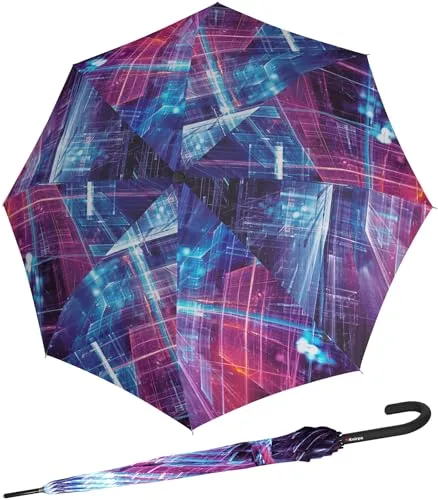 Knirps Damen Automatik Stockschirm T.760 - Future - Leichter Automatik Stockschirm für Damen, 107 cm groß, mit futuristischem Design und windresistentem Dach. Optimaler Schutz und Komfort für jedes Wetter.