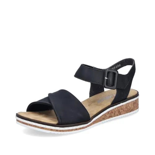 Rieker Damen Klassische Sandalen V3691 - Wanderschuhe für Damen, ideal für den Sommer mit bequemem Klettverschluss und 3,4 cm Keilabsatz für optimalen Tragekomfort.