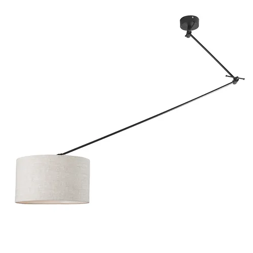 Qazqa Moderne Hängelampe - Pendelleuchte schwarz mit hellgrauem Schirm - Hängeleuchte für stilvolle Innenräume, dimmbar und verstellbar, ideal für Wohnzimmer und Schlafzimmer. E27 Fassung, max. 60W, modernes Design aus Stahl.