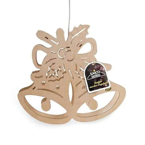 Saico LED-Fensterbild Glocke aus Holz 32 cm in beige von SAICO Original