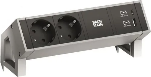 Bachmann DESK2 Steckdosenleiste - Steckdosen & Zubehör, 3-fach CEE 7/3 mit 0,20 m Kabel, ideal für flexible Arbeitsplatzlösungen und optimale Stromversorgung.