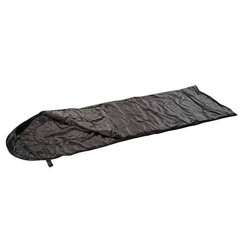 Mil-Tec Unisex Traveller Deckenschlafsack, Schwarz - Vielseitiger Schlafsack mit integrierter Kapuze und Wärmekragen, ideal für Camping und Reisen. Praktisch als Decke nutzbar und mit Klemmschutz für den 2-Wege Reißverschluss.
