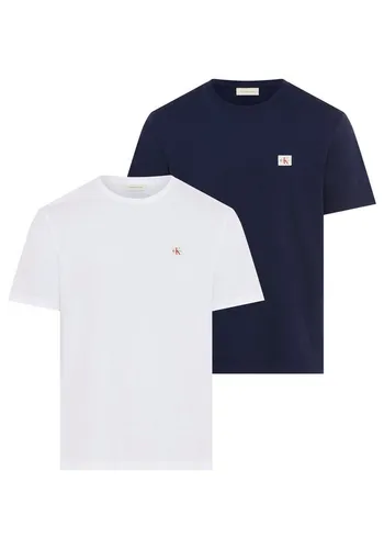 Calvin Klein Jeans T-Shirt 2er-Pack blau XXL - Bequeme Shirts im 2er-Pack mit Rundhalsausschnitt. Aus 100% Baumwolle für angenehmen Tragekomfort, ideal für den lässigen Alltag.