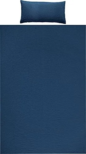 REDBEST Bettwäsche Seersucker Uni Detroit dunkelblau 40x80 cm / 155x220 cm - Entdecken Sie die REDBEST Bettwäsche aus hochwertigem Microfaser-Seersucker. Sie ist pflegeleicht, bügelfrei und sorgt für ein angenehmes Schlafklima – ideal für warme Nächte.
