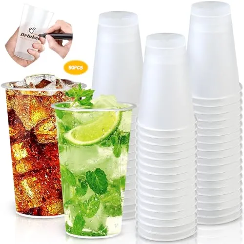 MOYKSRR 50 Stück Partybecher Set, Mehrwegbecher, Plastikbecher 500ml
