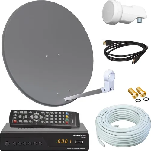 netshop 25 Digital SAT Anlage 60cm + HD RECEIVER + 10m Kabel + Opticum single LNB = HD Komplett Set (3 Farben wählbar)