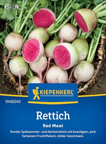 Kiepenkerl Rettichsamen Red Meat 1048240 - Attraktive pink-rosafarbene Früchte, mild-süßer Geschmack, ideal für Salate & Snacks, Gemüsesamen für 8-10 lfd. Meter