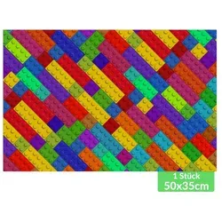 ANRO Platzset DEIN Platzdeckchen Servierdeckchen Soft Tischset Tellerunterleger, (Einzelstück, 1-St., einzelverpackt), Glatt, leichte Narbung 50x35cm Bausteine bunt 35 cm x 50 cm x 2 mm