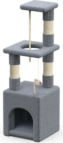 VOUNOT® Kratzbaum Klein - Stabiler Katzenbaum mit Höhle, 88 cm, Grau - Kratzbäume für Katzen, ideal für kleine Wohnungen. Mit gemütlicher Höhle, robusten Sisalstangen und Kippschutz für höchste Sicherheit.