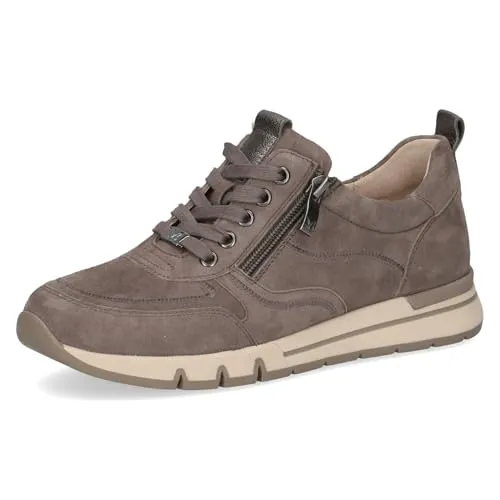 Caprice Sneaker - Taupe Combi Leder - Damen Sneaker aus hochwertigem Leder in taupe mit praktischem Reißverschluss und Wechselfußbett für optimalen Tragekomfort.