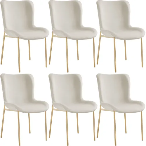 tectake® 6er Set Stuhl, Samtstoff Esszimmerstühle - Esszimmerstühle im modernen Scandi-Style, ergonomisch gestaltet für höchsten Komfort und leicht zu reinigen, ideal für Küche und Wohnzimmer.