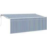 vidaXL Einziehbare Markise Gestreift Blau und Weiß 400 x 200 cm - Markise für den Außenbereich, bietet individuellen Sonnenschutz mit einem eleganten, gestreiften Design in Blau und Weiß – ideal für Terrassen und Gärten.