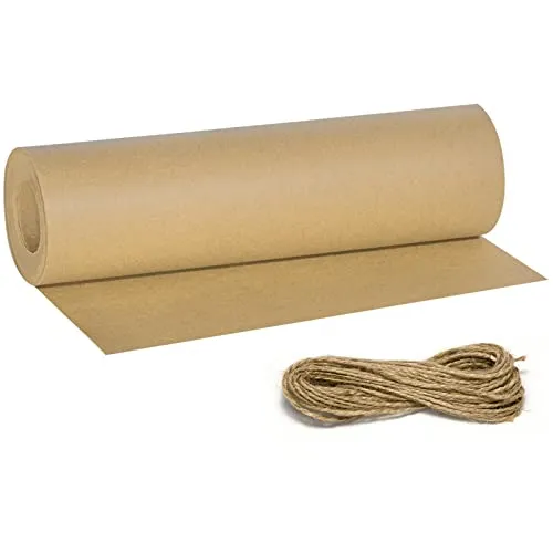 Kraftpapier Rolle, 30cm*30m Braun Packpapier Rolle Verpackungspapier Natürliches Recyclingpapier mit 20M Schnur Für Geschenkverpackungen, Bastelarbeiten, Diy Produktion, Dekoration, Etc