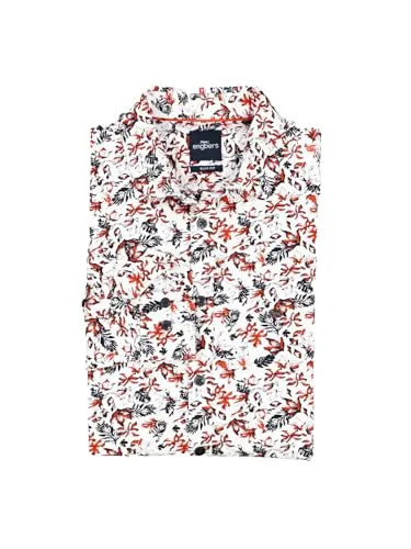 engbers Herren Jersey-Hemd Slim Fit, Rot, Größe XXL - Sportives Langarmhemd aus elastischem Jersey mit abstraktem floralen Allover-Druck. Dezente Kontrastdetails und einzigartige Knöpfe verleihen dem Hemd einen besonderen Charme.