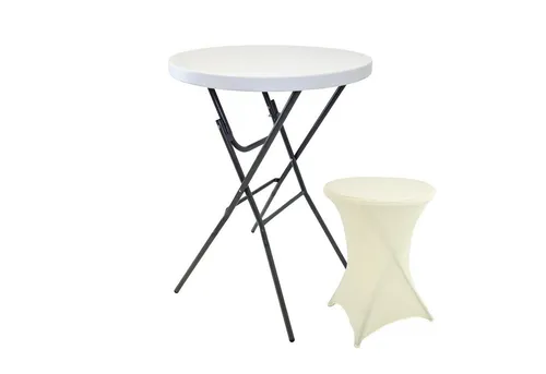 TRUTZHOLM Stehtisch Ø 80 cm mit Husse – Der perfekte Partytisch - Bartische & -theken, vielseitig einsetzbar für Gartenpartys und Events, wetterbeständig mit klappbarem Design für einfachen Transport.