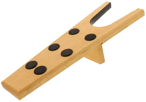Stiefelknecht Stiefelauszieher mit Gummitrittfläche + Steg - Buchenholz L 34 cm