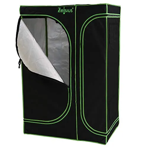 Zelsius Growzelt MyHomeGrow 2-in-1 Grow Tent - Garten-Zubehör für Indoor Zucht, lichtundurchlässig mit 95% Lichtreflexion für optimales Pflanzenwachstum, einfach zu montieren und ideal für alle Pflanzenliebhaber.