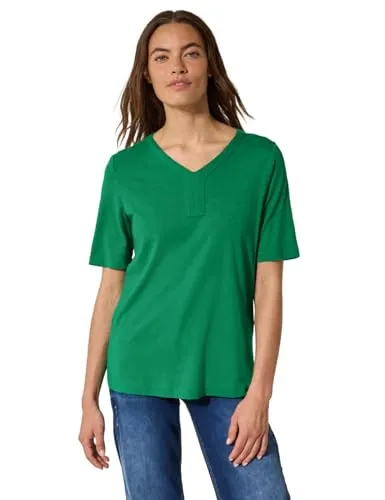 Cecil Damen T-Shirt im Tunika-Look - T-Shirt für Damen im Tunika-Look, mit V-Ausschnitt und Kurzarm, aus weichem Baumwoll-Modalmix für optimalen Tragekomfort.