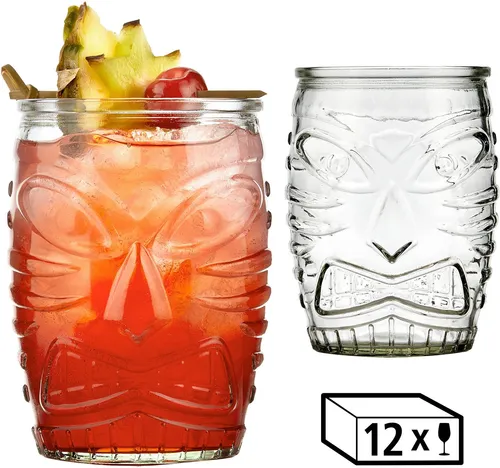 Libbey TIKI Cocktailglas Set - 12er, 473 ml - Gläser für Tiki-Cocktails, auffälliges Ananasdesign bringt tropisches Flair und ist spülmaschinenfest für einfache Reinigung.