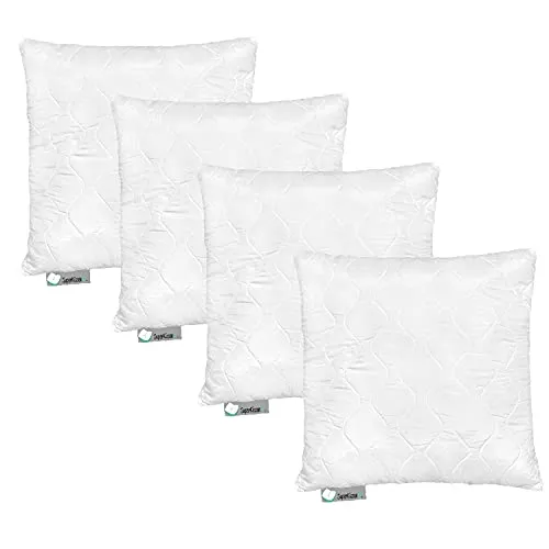 SuperKissen24 4er Set Kopfkissen 80x80 cm - Zierkissen aus hochwertiger Mikrofaser mit allergikerfreundlicher Polyesterfüllung, waschbar bis 40 Grad - ideal für individuellen Schlafkomfort.