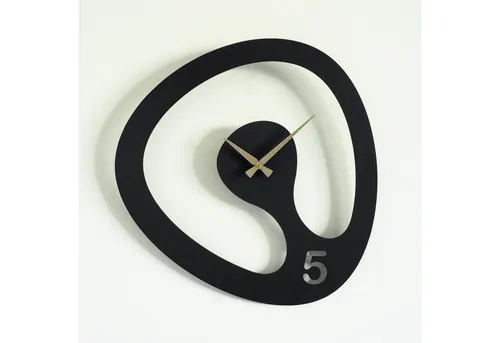 Opviq Etta-ATP1525 Wanduhren - Exquisite Wanduhr aus 100% Stahl, 44 x 45 cm, mit geräuschlosem Mechanismus für eine ruhige Umgebung und elegantes Design in Schwarz und Gold.