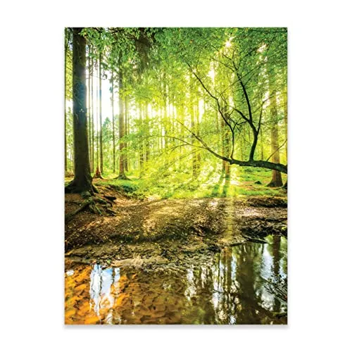 WallArena Poster Wald Natur Grün Landschaft 50x70 cm Hochformat - OHNE RAHMEN XXL Wandposter Kunstdruck Fotoposter Wandbild Wandbilder Wand Bild auf Poster Wohnzimmer Schlafzimmer Küche