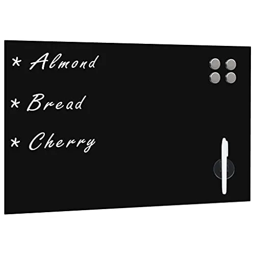 vidaXL Magnettafel Wandmontage Glas 60x40cm Schwarz - Magnetische Trockenlöschtafel aus gehärtetem Glas, ideal für Notizen und Fotos. Einfache Wandmontage und leicht zu reinigen – perfekt für Zuhause oder Büro!