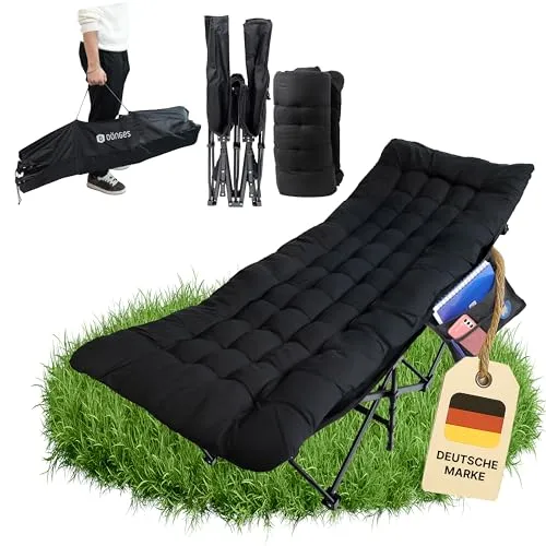 Dönges Feldbett klappbar mit Matratze, Tragetasche & Seitentasche, 190 x70 x 40cm bis 200kg belastbar, ideal für Garten und Camping