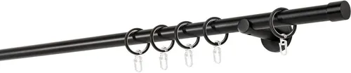 Gardinenstange auf Maß 20mm Cap - Schwarz, 100cm - Hochwertige Gardinenstange in Schwarz, individuell anpassbar von 100 cm bis 400 cm. Ideal für eine perfekte Fensterdekoration mit modernem Design.